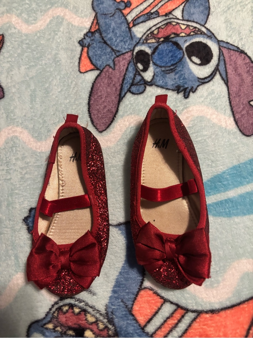 H&M Red Glitter Bow Girls' Mary Jane Flats